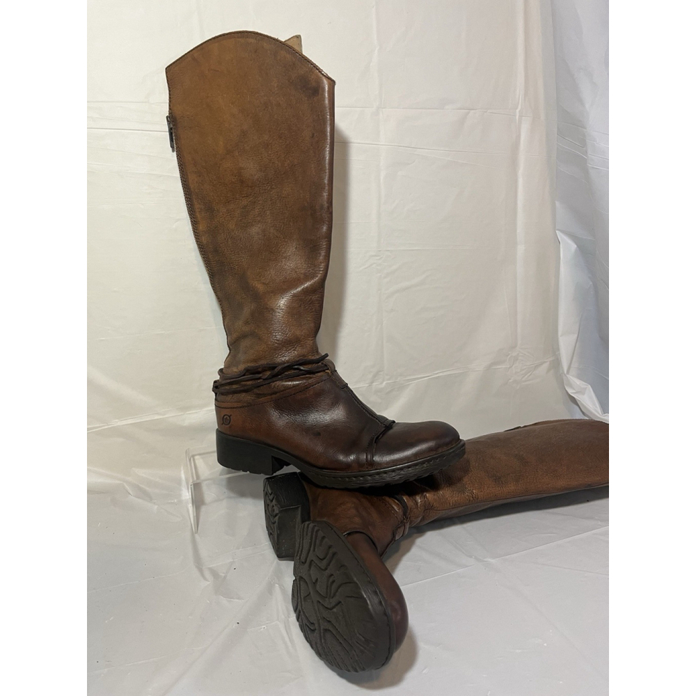 Born Shyra Tall Brown Leather Riding Boots Women Sz 8 - Picture 9 of 16